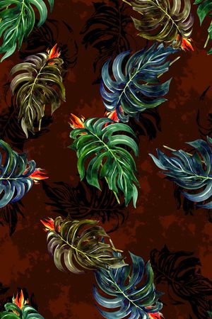 抽象植物印花华亿平台图片