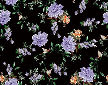 1200940-40牡丹花鸟图黑色组