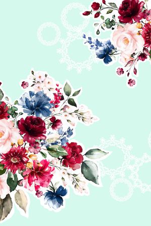 水彩花卉印花华亿平台图片