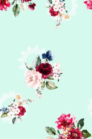 水彩花卉印花华亿平台图片