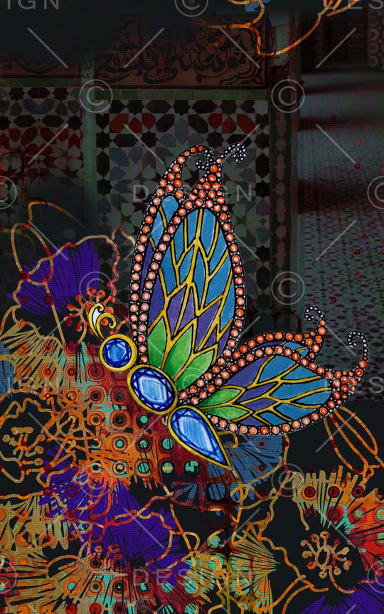 花卉蝴蝶印花华亿平台图片