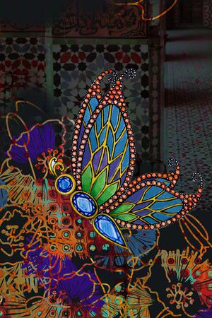 花卉蝴蝶印花华亿平台图片