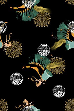 水彩花卉印花华亿平台图片