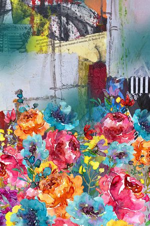 水彩花卉印花华亿平台图片