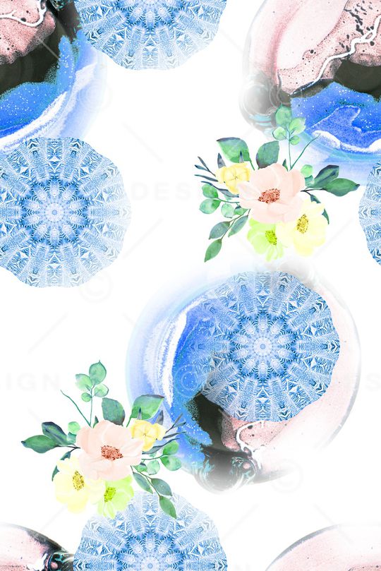 水彩花卉印花华亿平台图片