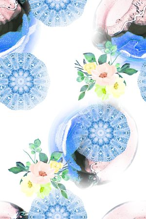 水彩花卉印花华亿平台图片