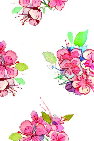 水彩花卉印花华亿平台图片