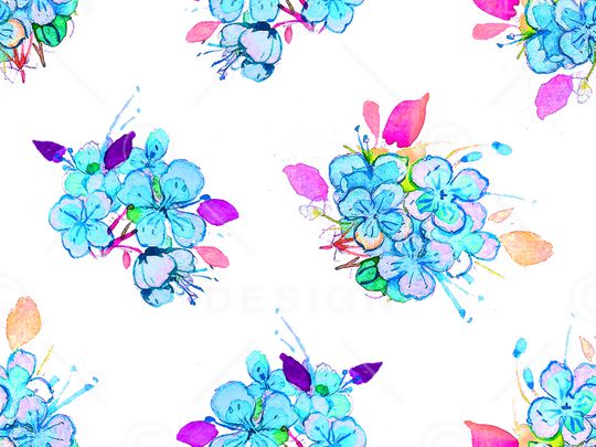水彩花卉印花华亿平台图片