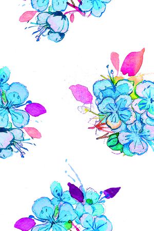水彩花卉印花华亿平台图片