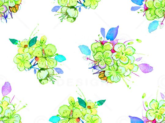 水彩花卉印花华亿平台图片