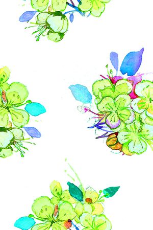 水彩花卉印花华亿平台图片