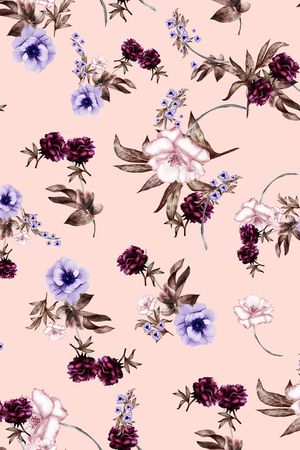 水彩花卉印花华亿平台图片