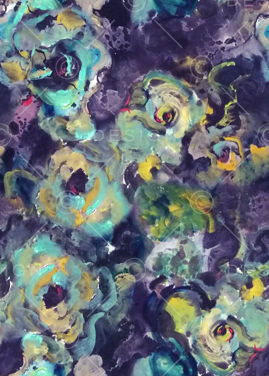 手绘玫瑰印花华亿平台图片