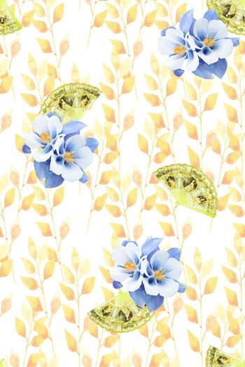 1203870-满地叶子扇子小花