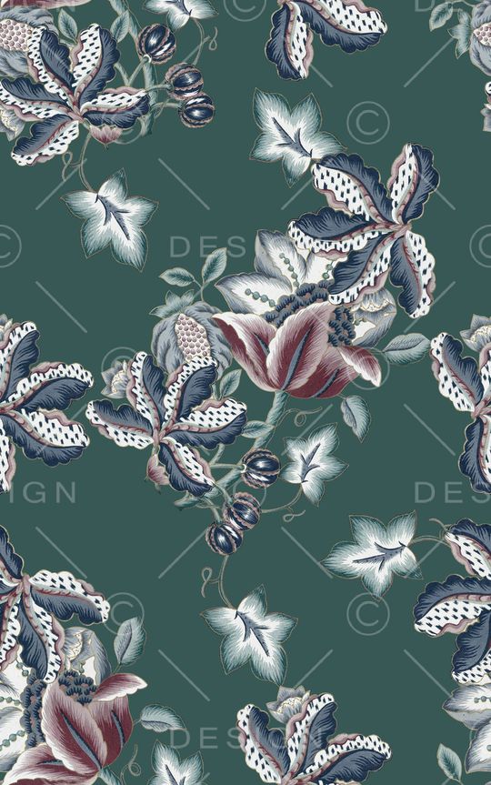 手绘大花印花华亿平台图片