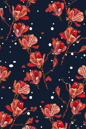 手绘大花印花华亿平台图片