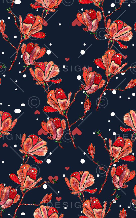 手绘大花印花华亿平台图片