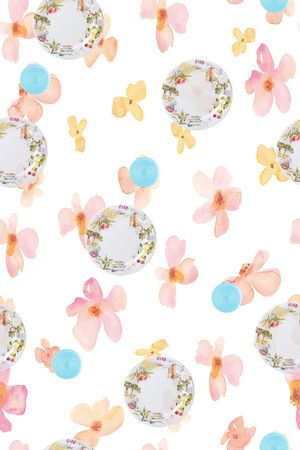 水彩花卉印花华亿平台图片