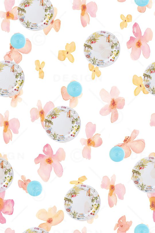 水彩花卉印花华亿平台图片