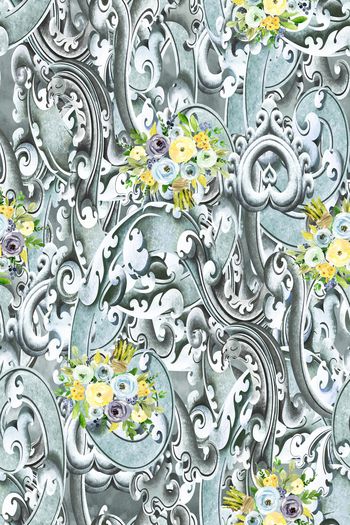 1204809-欧式花纹水彩花束