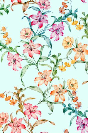 清爽底花卉印花华亿平台图片