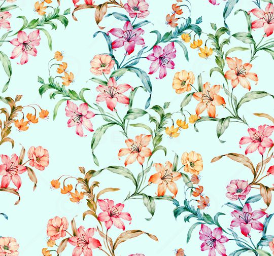 清爽底花卉印花华亿平台图片