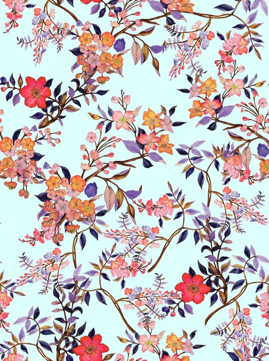 清爽底花卉印花华亿平台图片