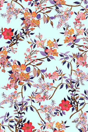 清爽底花卉印花华亿平台图片