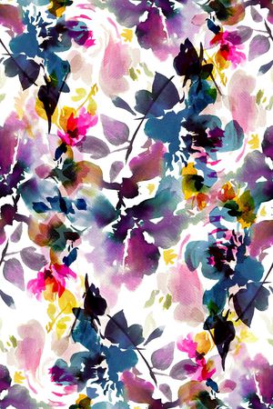 水彩花卉印花华亿平台图片