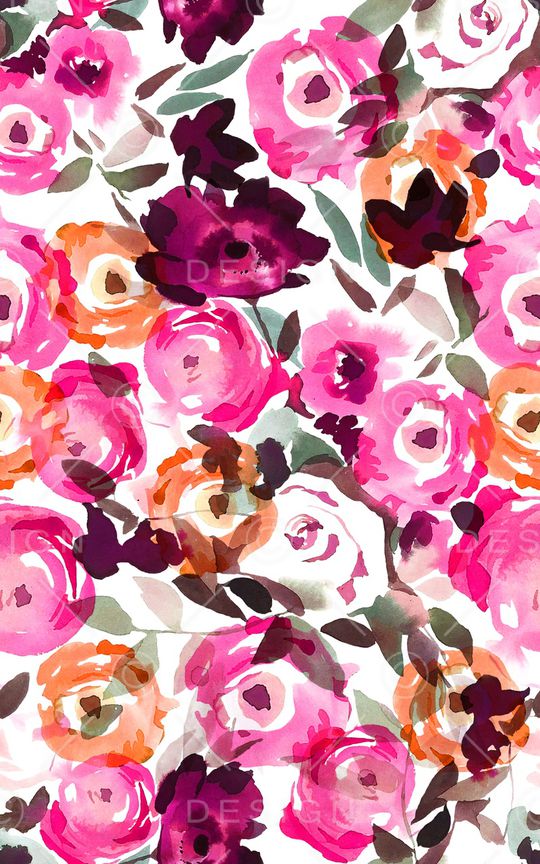 水彩花卉印花华亿平台图片