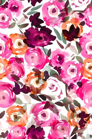 水彩花卉印花华亿平台图片