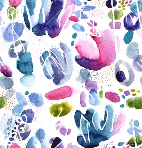 水彩花卉印花华亿平台图片