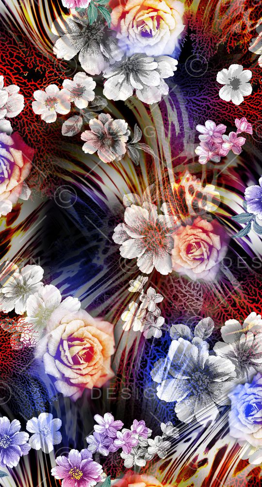 朦胧花卉印花华亿平台图片