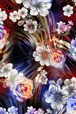 朦胧花卉印花华亿平台图片