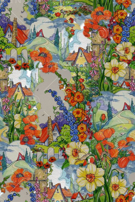 风景景观印花华亿平台图片