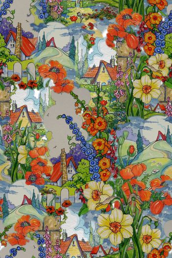 风景景观印花华亿平台图片