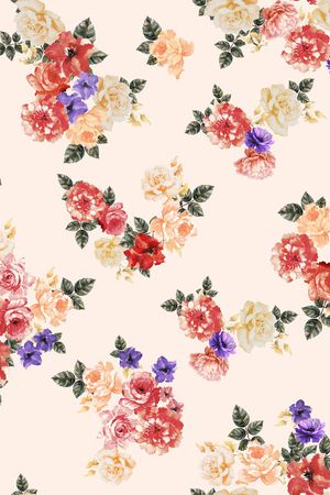 水彩花卉印花华亿平台图片