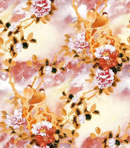 绣球花印花华亿平台图片