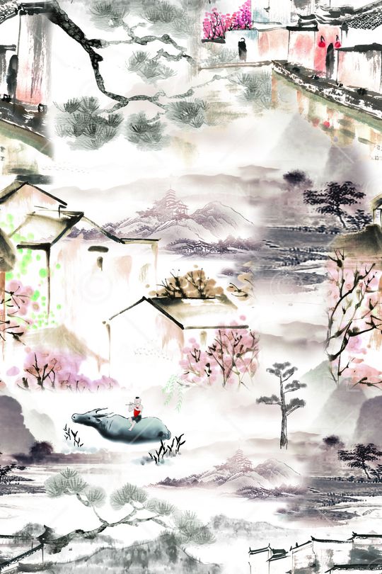 水墨风印花华亿平台图片