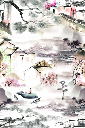 水墨风印花华亿平台图片