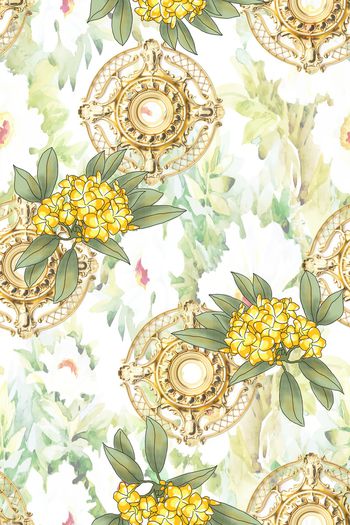 水彩花卉印花华亿平台图片