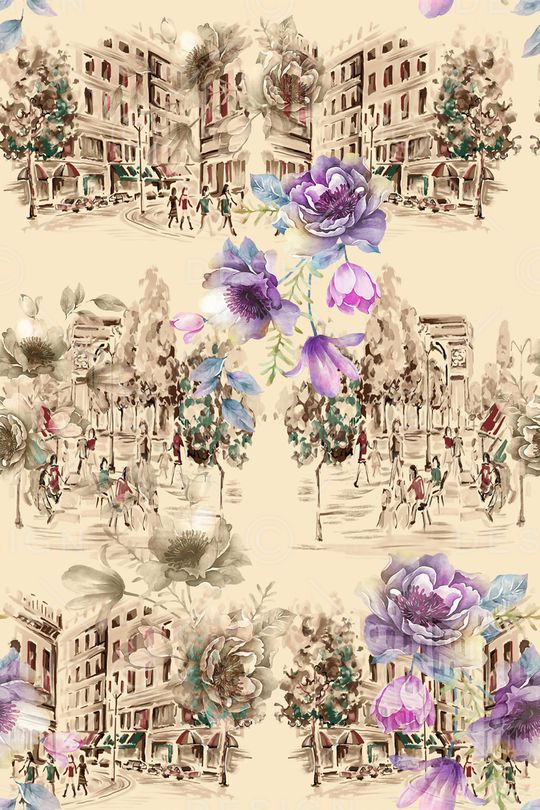 风景景观印花华亿平台图片