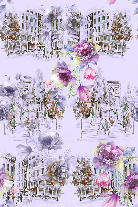 风景景观印花华亿平台图片