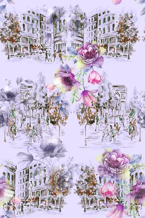 风景景观印花华亿平台图片