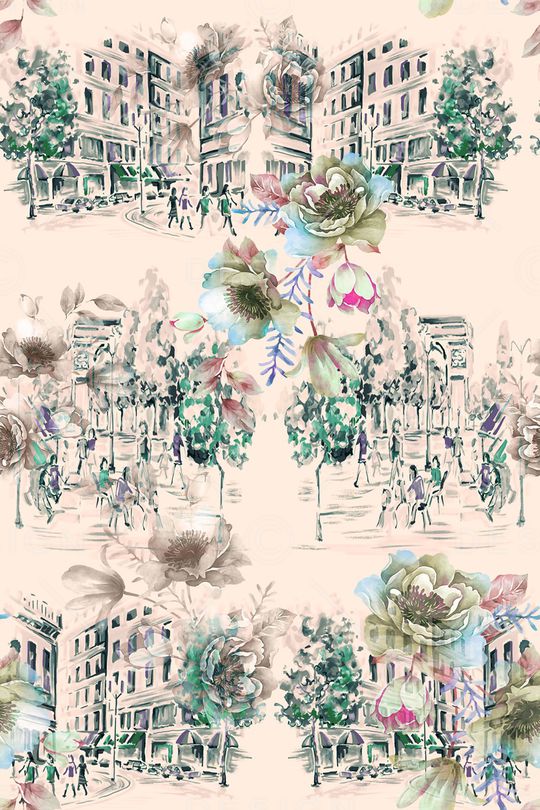 风景景观印花华亿平台图片