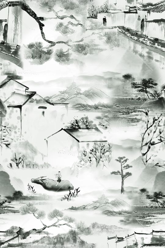 水墨风印花华亿平台图片