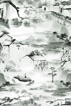 水墨风印花华亿平台图片