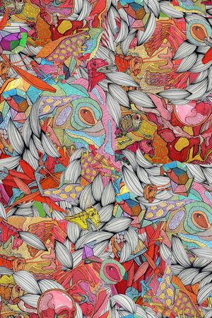 彩色线稿印花华亿平台图片