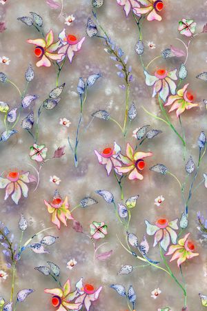 水彩花卉印花华亿平台图片