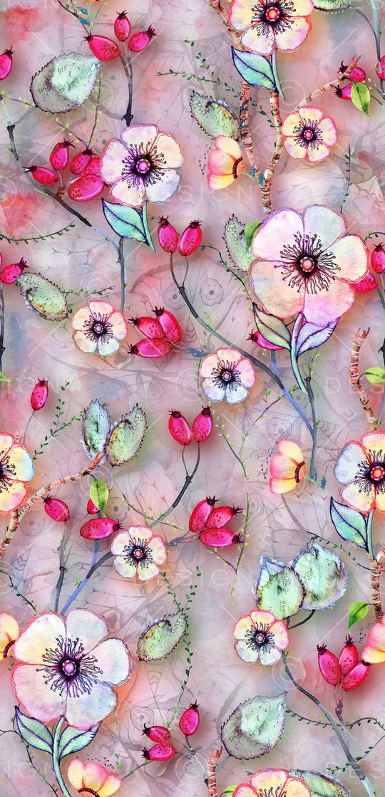 水彩花卉印花华亿平台图片